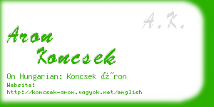 aron koncsek business card